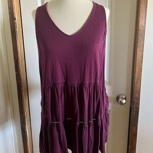Time and Tru maroon Sleeveless Tiered Tank Top